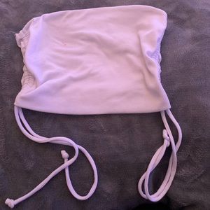 Cinched side white ribbed tube top. BRAND NEW.